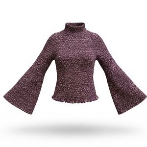 Alix Of Bohemia Textured Ruched Purple bell sleeves top